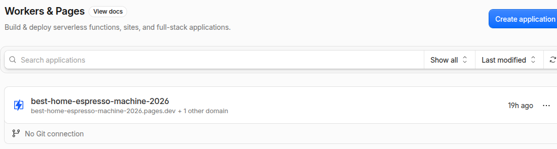 透過 muse ai 自動部署至 Cloudflare Workers & Pages 專案列表畫面